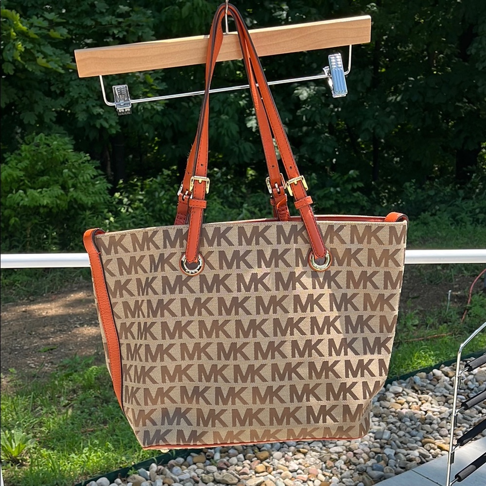 Michael Kors Signature Brown and Orange Tote